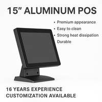 15 Inch Aluminum Alloy Single Screen POS Device 10 Point Capacitive Touch Panel I3/I5/I7 Windows 7/10 64/128GB Storage 2-8GB RAM