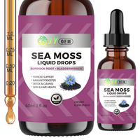 Gouttes liquides de mousse de mer personnalisées OEM ODM 60ml – Supplément végétalien à base de mousse de mer irlandaise, fucus vésiculeux et racine de bardane