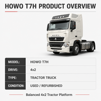 Camion tracteur HOWO TH7 6x4 reconditionné, Euro 2, groupe motopropulseur à faible entretien pour flottes éloignées, camion tracteur Howo 6x4