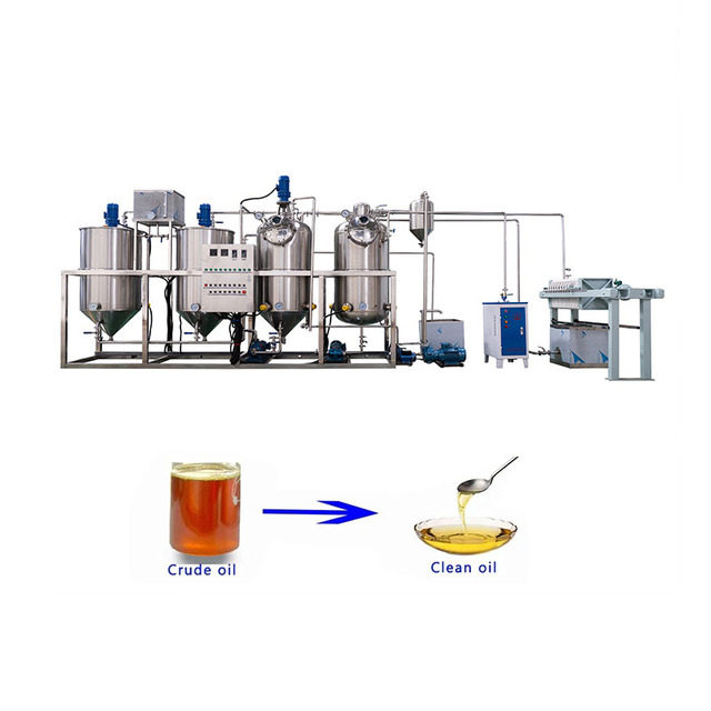 Full Automatic Edible Peanut Plant Crude Palm Rice Bran Process Oil Refining Machine