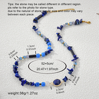Set Perhiasan Kalung/Anting/Gelang Wanita Trendy Berlapis Emas Biru dengan Hiasan Manik-Manik untuk Acara Santai dan Festival