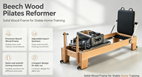 Reformer de Pilates en bois de hêtre MJD, machine de Pilates de qualité professionnelle, adaptée aux séances de Pilates et de yoga.