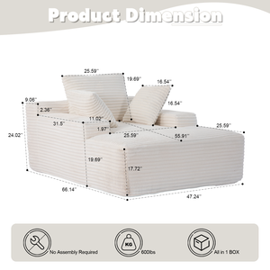 Sofá de 2 Plazas de Piel Sintética de Lujo, Sofá Modular Extra Grande con Cojín de Muelles Ensacados para Dormitorio o Apartamento - Product Image 2