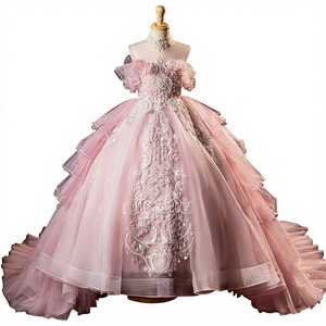 Abito da ballo in lino all'uncinetto per bambina, stile principessa, per compleanno e matrimonio, nuovo modello 2026, per esibizioni di pianoforte, all'ingrosso - Product Image 1