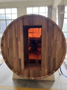 في الهواء الطلق بانورامية الفاخرة الأحمر الارز خشبية غرفة ساونا برميلية - Product Image 5