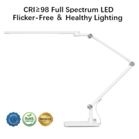 Lampe de bureau LED réglable avec base en métal, design contemporain, gradation tactile/infrarouge, 95 CRI, idéale pour les étudiants, la lecture, la peinture, la conception