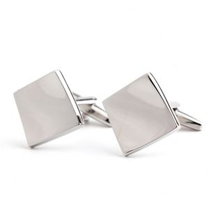 Mancuernillas de Lujo de Aleación de Cobre y Acero Blanco con Diseño de Azulejos, Mancuernillas Metálicas Lisas con Patrón de Azulejos, Botones para Puños de Camisa Francesa - Product Image 4
