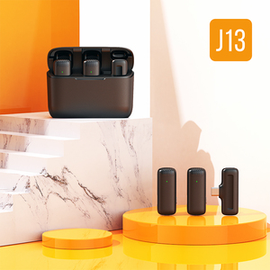Micrófono inalámbrico con Clip J13 Lavalier, 3 en 1, 2,4G, para estudio de grabación en vivo, con funda de carga para iPhone - Product Image 6