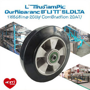 Rueda Giratoria de Aluminio y Goma de 200x50 mm, Tipo con Orificio para Perno 100125, 150 mm x 50 mm - Product Image 3