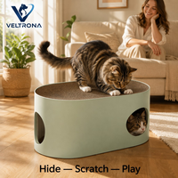 Griffoir ovale pour chat en forme de ballon de football, cachette en carton ondulé, mobilier interactif d'intérieur, vente en gros