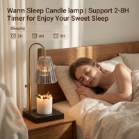 Lampe chauffe-cire moderne et élégante sans flamme, avec abat-jour en verre taillé, support en métal doré en forme d'arche et base noire, pour la décoration intérieure
