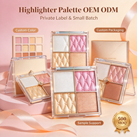 Palet Bedak Padat Highlighter Logo Kustom Pesanan Kecil Pigmentasi Tinggi Berkilau Wajah Bercahaya Tahan Air Tahan Lama Kosmetik Vegan
