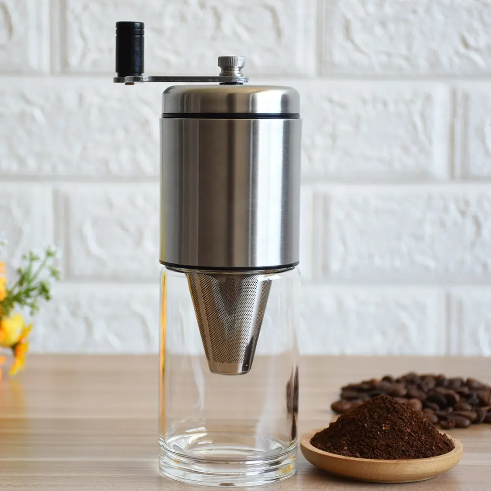 नई डिजाइन घर कॉफी मिल मैनुअल कॉफी बनाने की मशीन के साथ स्टेनलेस स्टील फिल्टर