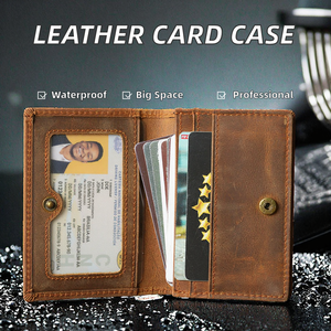 Porte-cartes de visite en cuir pour femmes, porte-cartes court, grande capacité, porte-cartes de crédit, portefeuille à monnaie, fermeture étanche avec fermoirs - Product Image 2
