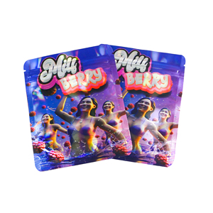 Dapat disesuaikan 3.5g 7g 14g 28g Mill Berry Holographic Mylar Gravure dicetak tas penyimpanan daur ulang bau kunci ritsleting kecil - Product Image 6