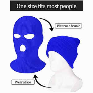 Bonnets en tricot d'hiver, masque facial complet à <span class=keywords><strong>3</strong></span> <span class=keywords><strong>trous</strong></span>, masque de ski, masque de cyclisme, couvre-chapeaux, <span class=keywords><strong>cagoule</strong></span>, masque de <span class=keywords><strong>moto</strong></span> - Product Image 4
