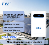 Baterai LiFePO4 T.Y.L 15kWh 51.2V 300AH Bersertifikasi CE/UN38.3, Mampu Membantu Menghidupkan TV, Kulkas, Mesin Cuci, AC, Lampu untuk Cadangan Daya Rumah