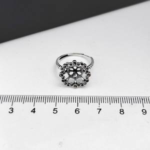 Support de bague vide en argent S925 pour accessoires de perles DIY, édition mode, avec entretoises plates de 6-8 mm, apprêts de bijouterie de 25 mm - Product Image 4