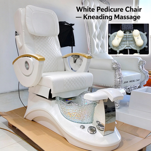 Fauteuil de pédicure rose inclinable avec massage des pieds, bac en verre, pour salon de beauté - Product Image 3