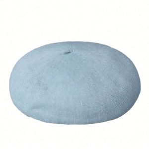 หมวกเบเร่ต์ผ้าลินินถักแบบระบายอากาศสำหรับผู้หญิง สีพื้น สไตล์ลำลอง แฟชั่นทันสมัย คอลเลคชั่นใหม่รับซัมเมอร์ - Product Image 5