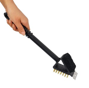Brosse et grattoir pour barbecue 3 en 1, éponge avec long manche, accessoires de barbecue pour le camping - Product Image 2
