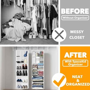 1 Pack Hanging Closet Organizer 24 Compartments Shoe Storage <b>Shelf</b> For Bedroom Wardrobe Neatening Non Woven Fabric - Product Image 3