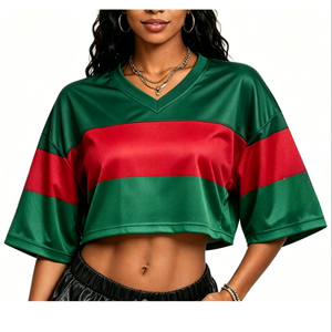 <span class=keywords><strong>Camiseta</strong></span> Deportiva Corta con Logotipo Personalizado, MOQ Bajo, para <span class=keywords><strong>Mujer</strong></span>, Estilo Fútbol Americano, Estampado de Bandera de la Copa Mundial 2026, Hombros Caídos, Talla Grande - Product Image 4