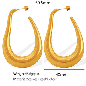 Wholesale Bulk 316L Stainless Steel 14k 18k Gold Plated Fine Jewelry Fashion Hoop Exaggerated Light Big <b>Large</b> Earrings for Women - Product Image 5
