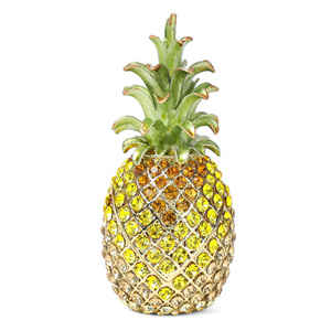 SHINNYGIFTS, figurita de <span class=keywords><strong>piña</strong></span> pintada a mano, caja de baratija de joyería esmaltada de cristal completo, adornos decorativos para decoración del hogar - Product Image 2