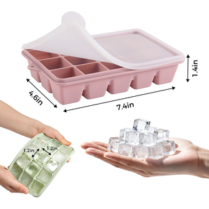 Factory OEM Quality 15 Cavity Soft Bottom Square Food Grade Silicone <b>Ice</b> <b>Maker</b> Mold with Lids Flexible DIY - Product Image 2