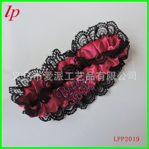 Ceinture de jarretière en dentelle pour future mariée, rose et noir, en satin, accessoire de mariage, accessoire de fête prénuptiale pour femme - Product Image 2