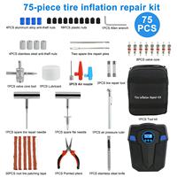 75pcs Tire Inflator Air Compressor, Heavy Duty Flat Tire Repair Kit With 12V,150PSI Air Pump for SVU, Car, Motorcycle, Truck, RV