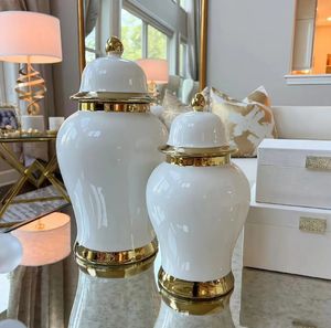 Luxueux nordique moderne décor à la maison petit <span class=keywords><strong>Vase</strong></span> à fleurs en céramique or blanc ensemble de pots de gingembre Style Design Vintage pour <span class=keywords><strong>Vase</strong></span> de table - Product Image 5