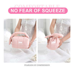 Customized logo zipper travel cotton pad nylon handbag cosmetics <b>makeup</b> <b>bag</b> round handheld <b>makeup</b> <b>bag</b> - Product Image 6