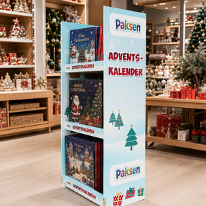 Présentoir en carton recyclable, fabrication OEM acceptée, présentoir de sol en carton pour décorations de Noël, cadeaux de fêtes et articles saisonniers - Product Image 1
