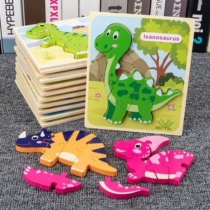 Juguetes Educativos Ecológicos de Alta Calidad para el Desarrollo Cognitivo, Rompecabezas de Madera de Dinosaurios 3D para Niños Pequeños de 1 a 3 Años - Product Image 4