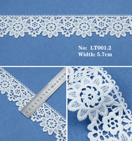Bordure en dentelle florale blanche en polyester, broderie pour vêtements et accessoires de bricolage
