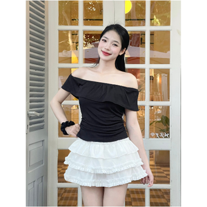 Meilleur prix, jupe courte décontractée pour femmes, taille haute, douce, ajustable, couleur unie, 100% coton, nouveau design, service ODM, Vietnam - Product Image 1