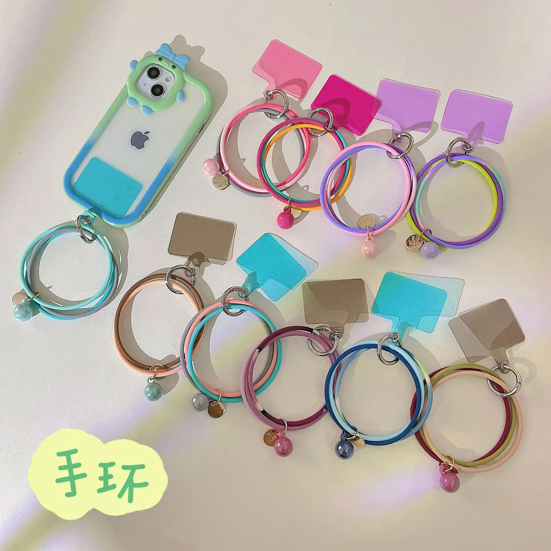 New Detachable silicone cell phone wristlet Holder clear Patch Universal Phone silicone Straps for Iphone Mobile Case