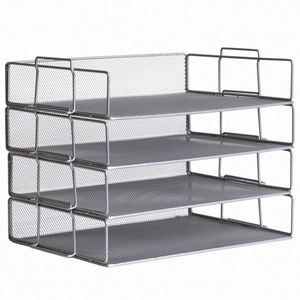 Desktop Letter <b>Tray</b> <b>File</b> Organizer Sorter Desk Document Organizer Shelf <b>Tray</b> Magazine Holder 4 Tier Stackable Heavy Duty Metal - Product Image 3