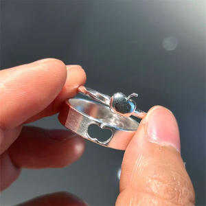 Anillo de Plata de Ley S925 con Diseño Creativo de Manzana, Divertido, Simple y Versátil para Parejas, Regalo de Cumpleaños para Mujer - Product Image 2
