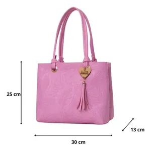 Bolso de Mano Rosa para Mujer Fana Kara con Borla Decorativa, Bordado, Cierre de Cremallera, Estilo Casual, Forma Rectangular, Material PU - Product Image 1
