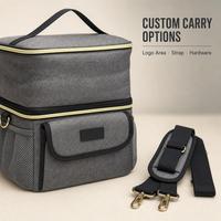 Sac isotherme personnalisé avec double compartiment, doublure en aluminium, poches en maille et bandoulière