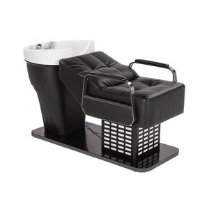 Lit de lavage de cheveux semi-inclinable transfrontalier avec lavabo en céramique noire, conçu pour le lavage des cheveux - Product Image 6