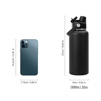 Bouteille isotherme écologique réutilisable en acier inoxydable, anti-fuite, à double paroi sous vide, 12-64 oz, à pression manuelle, maintien thermique 12-24 heures