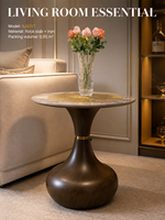 Table d'appoint moderne en dalle de roche ronde avec base en fer sculpté, fabrication directe usine OEM/ODM, pour salon, hôtel, salle de séjour, chambre à coucher