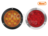 Feu arrière LED rond de 4 pouces à montage en surface, STOP/FEU ARRIÈRE/CLIGNOTANT pour camion et remorque, conforme aux normes SAE/DOT/FMVSS108