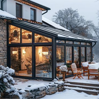 Véranda en alliage d'aluminium avec toit personnalisé en verre trempé, solarium, serre pour jardin, patio, design élégant et moderne