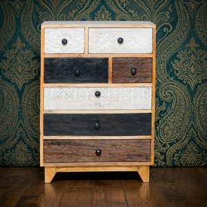 Mueble de Almacenamiento de Madera de Mango Antigua de la Mejor Calidad, con Marco de Hierro Vintage y Múltiples Cajones, para Sala de Estar - Product Image 1