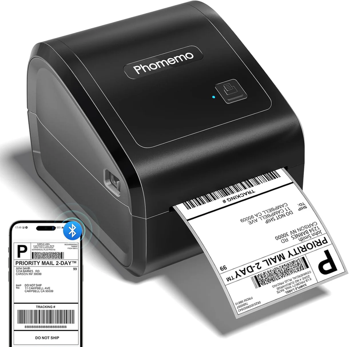 Produktbild von Phomemo D520BT Bluetooth Thermodrucker – Für 4x6 Zoll Versandetiketten, Kompatibel Mit DHL, UPS, EBay, Shopify, Etsy
